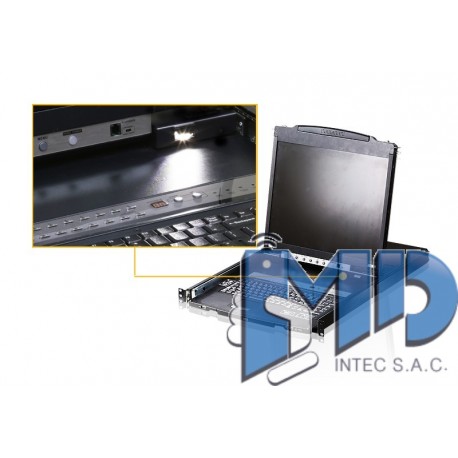 CL5808 - Conmutador KVM LCD con doble riel VGA PS/2-USB de 8 puertos con puerto  conexión  para periféricos USB