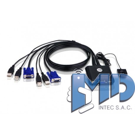 CS22U - Conmutador KVM con cable VGA USB de 2 puertos con selector de puertos remoto
