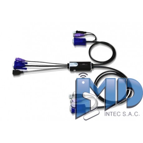 CS52 - Conmutador KVM con cable VGA USB PS/2 de 2 puertos con selector de puertos remoto